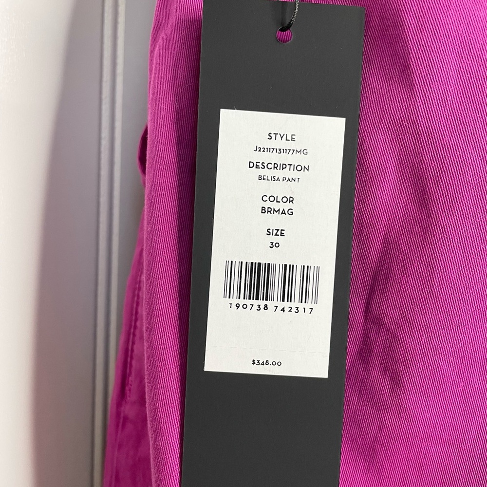 Veronica Beard Belisa Tie-Waist Wide-Leg Cargo Pant Bright Magenta Pink Size 30 - Picture 5 of 8